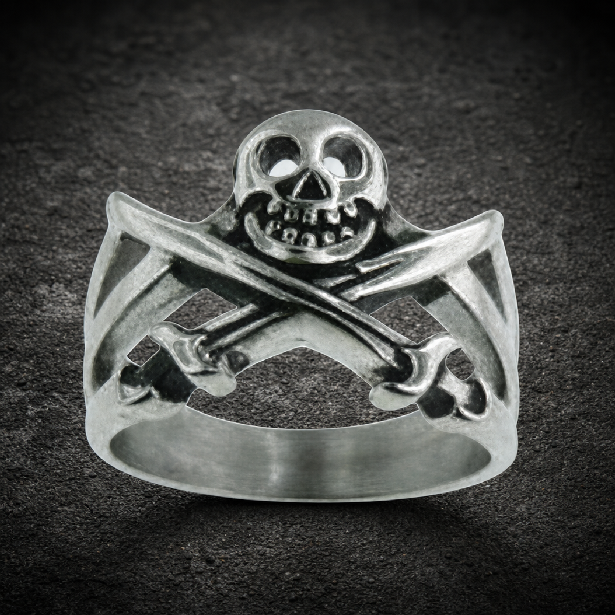 Sir Henry Morgan Skull & Swords Ring - 316L stainless steel unisex jewelry (R0482)