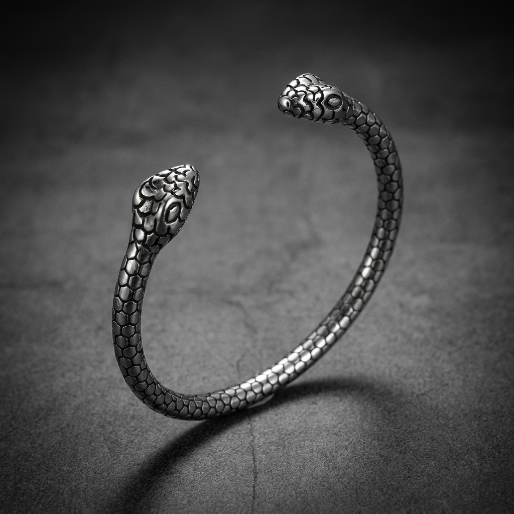 Road Viper Bangle, 316L stainless steel snake bracelet for bikers and rebels