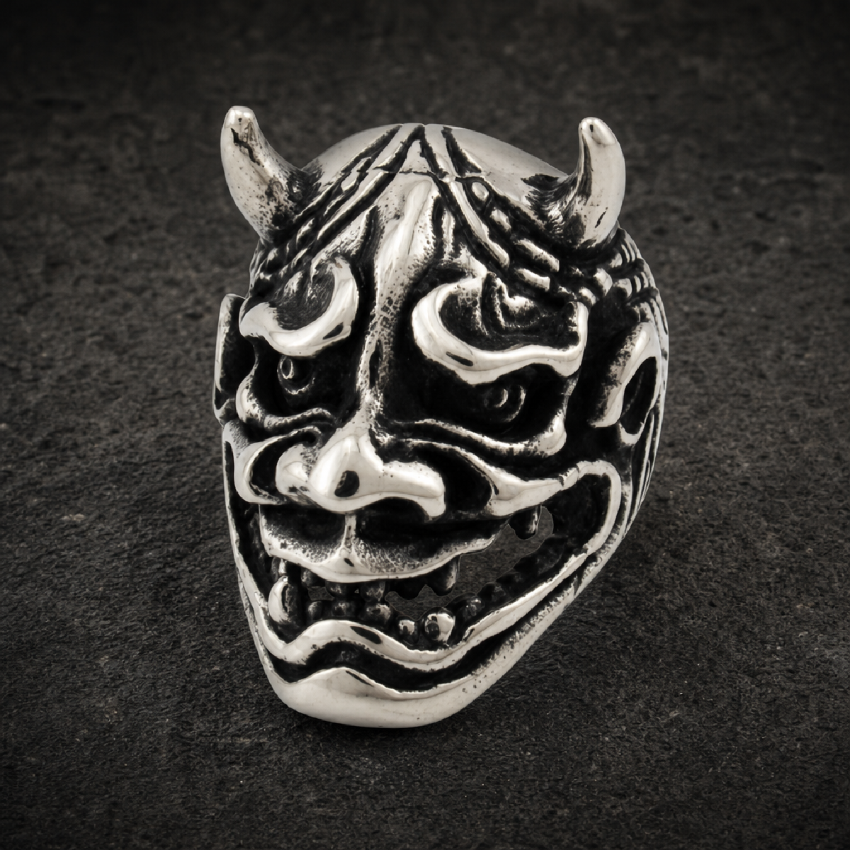 Speed Demon - Skull Ring With Horns - 316L stainless steel unisex jewelry (328SJ08)