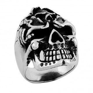 Stainless Steel Skull Ring with Skull on forehead (044)