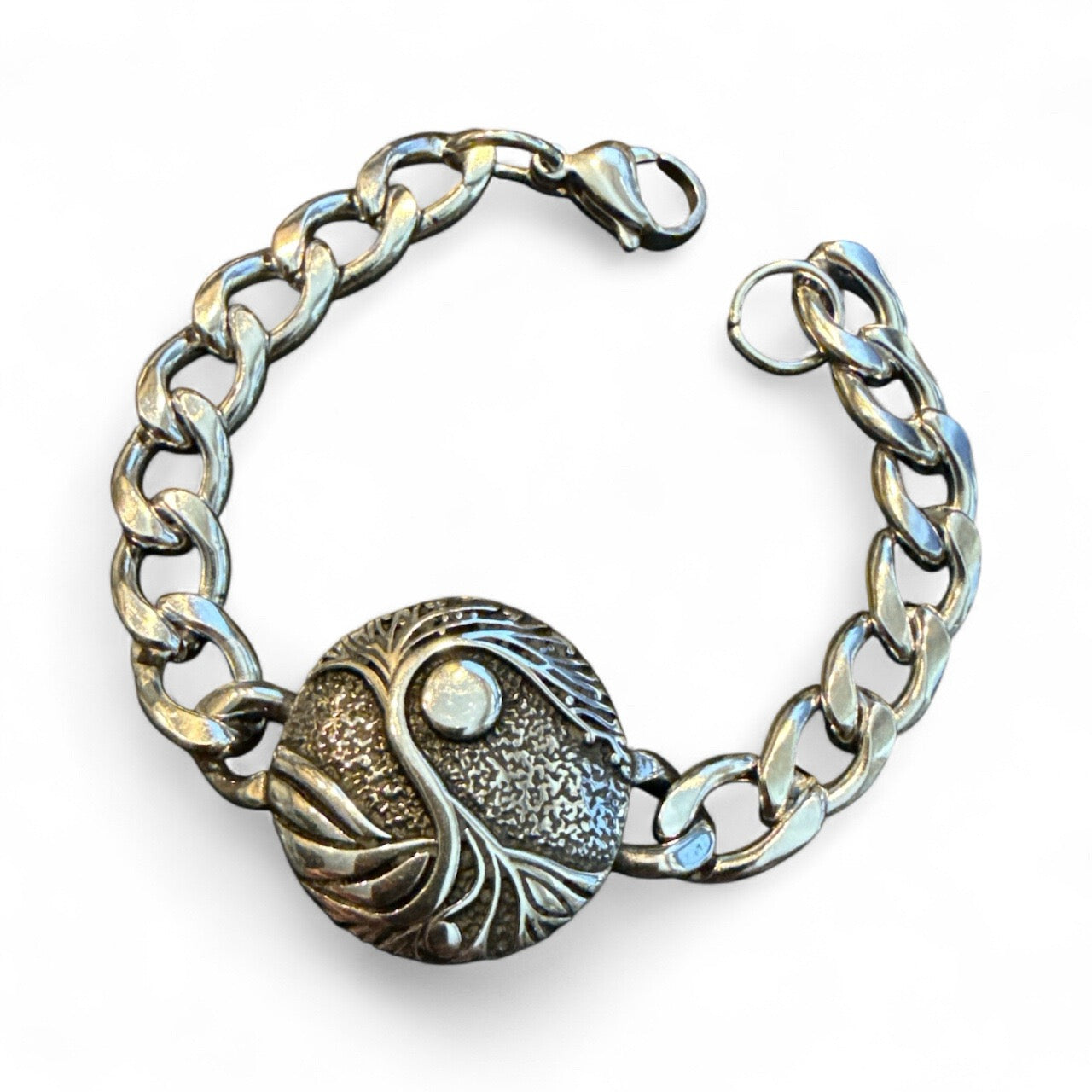 Tree of Life Stainless Steel Bracelet – Heavy Curb Chain (#cc001)