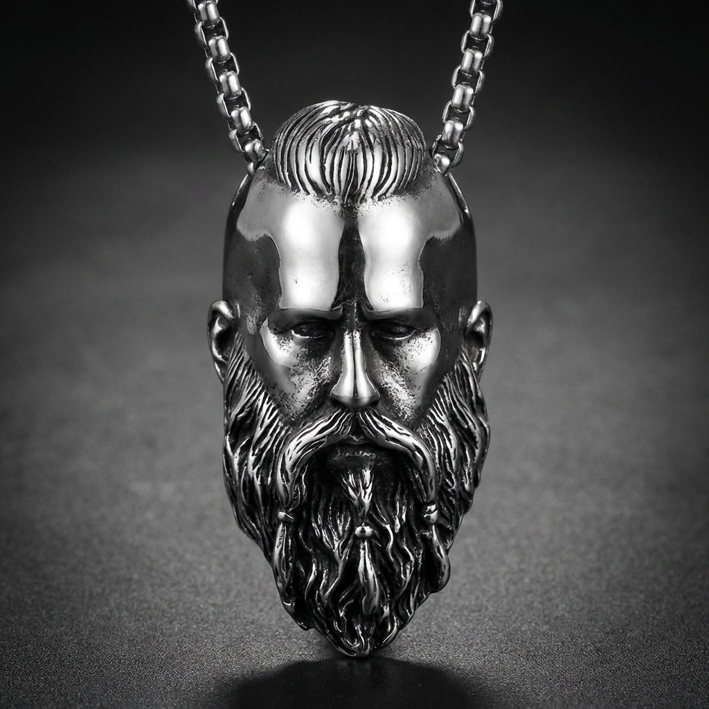 Valhalla Helm pendant made from 316L stainless steel, featuring a powerful Viking-inspired helmet design.