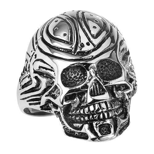 Stainless Steel Tribal Skull Ring (#002)