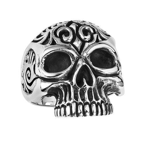 Stainless Steel Jawless Tribal Skull