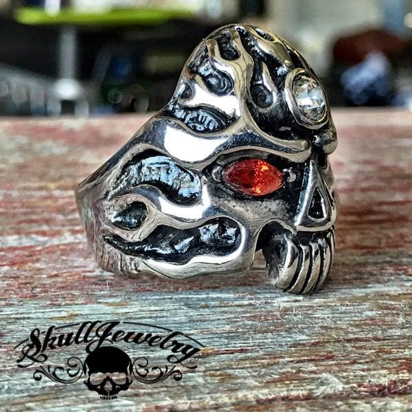'Journey to the Center of the Mind' Skull Ring with Stones