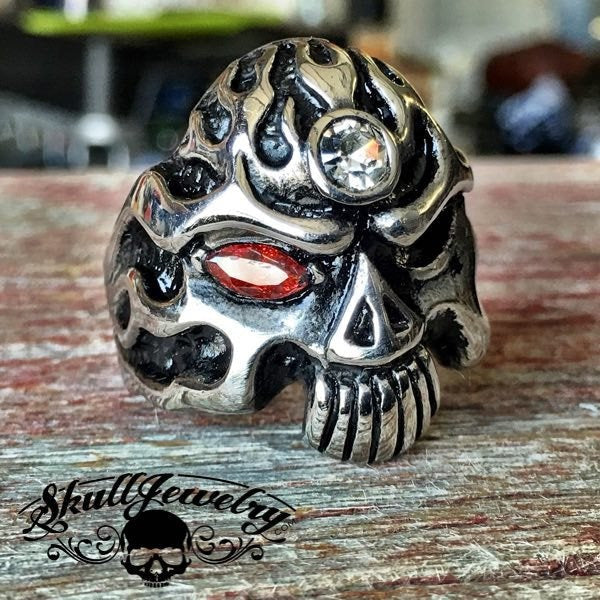 'Journey to the Center of the Mind' Skull Ring with Stones