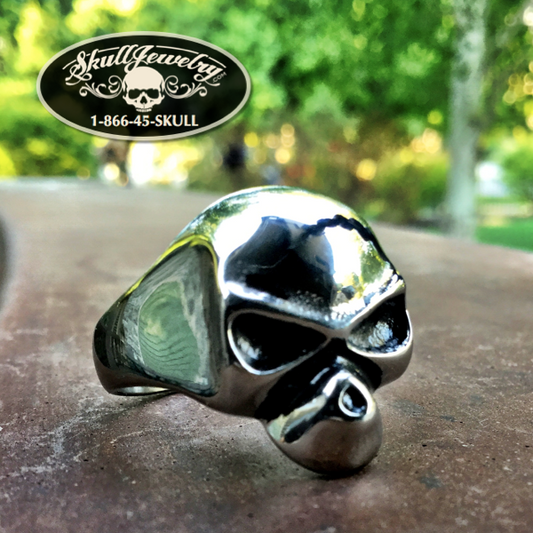 'Close Enough To Perfect' Stainless Steel Skull Ring