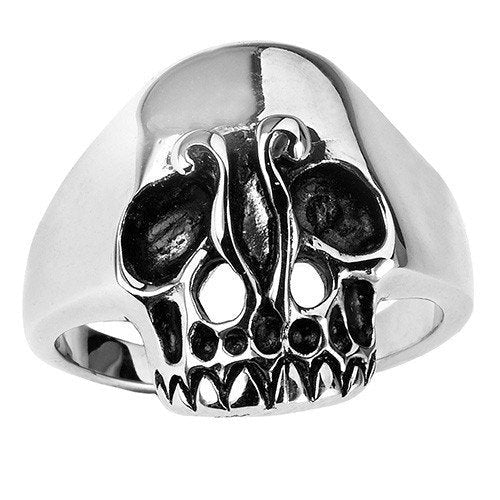 Stainless Steel Smooth Forehead Skull Ring (#022)