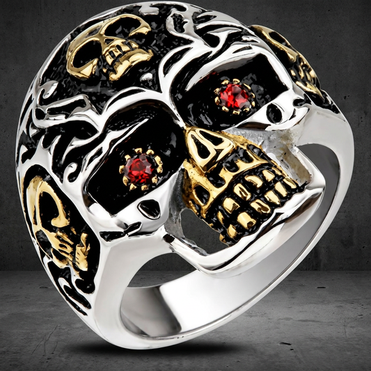 'Red Hot' Skull ring (#028)