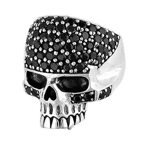 Vampire Skull ring w/Black Stones (#065)