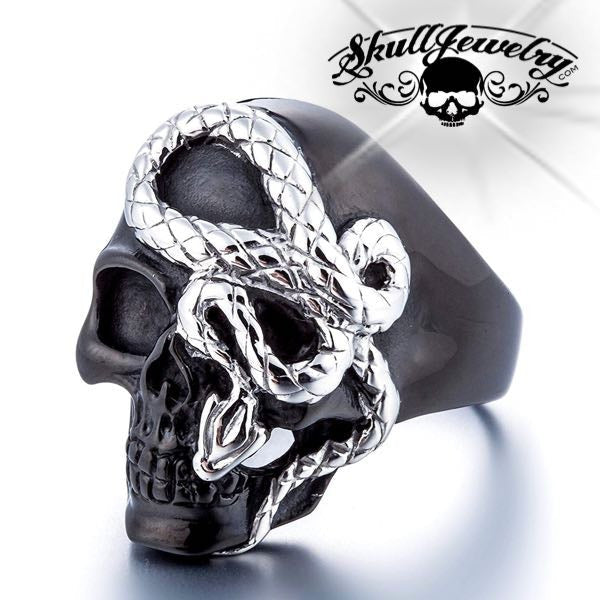 'Snake Eyes' Stainless Steel Skull Ring