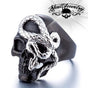 Black 'Here I Go Again' Stainless Steel Skull Ring (#075Black)