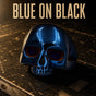 BLUE ON BLACK — Old School Skull Ring (#461)