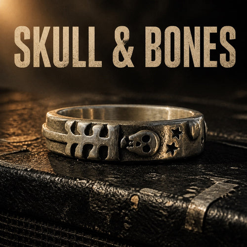 Old School skull and bones band ring, slim 316L stainless steel skeleton wedding band for men