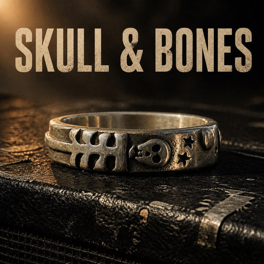 Old School skull and bones band ring, slim 316L stainless steel skeleton wedding band for men