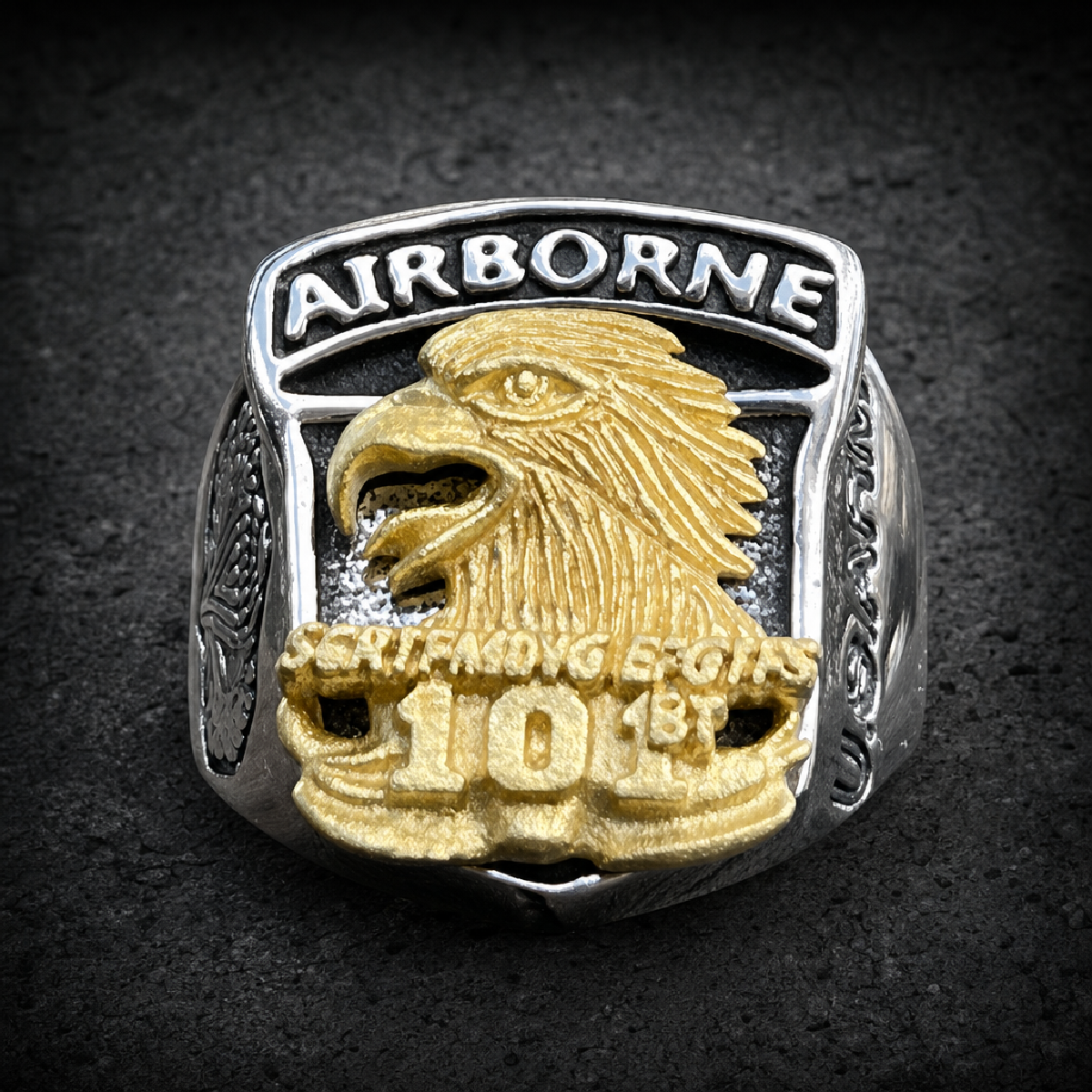101st Airborne Screaming Eagles Ring - 316L stainless steel unisex jewelry (R0561)