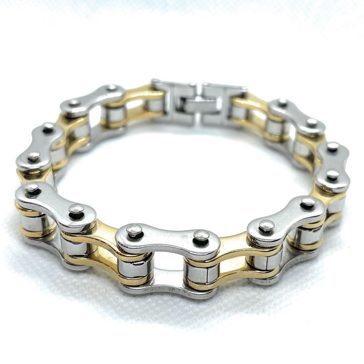 8-1/2" x 1/2" Stainless Steel Motorcycle Chain Bracelet (4 Colors)