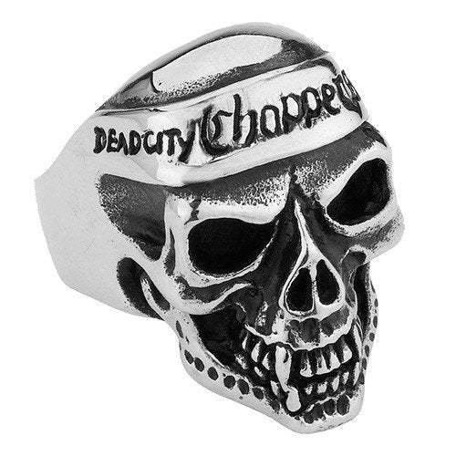 Dead City Choppers' Skull Ring with Bandana