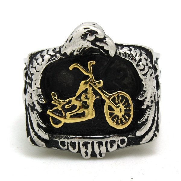 Stainless Steel Cool Biker Eagle Gold or Silver (your choice)