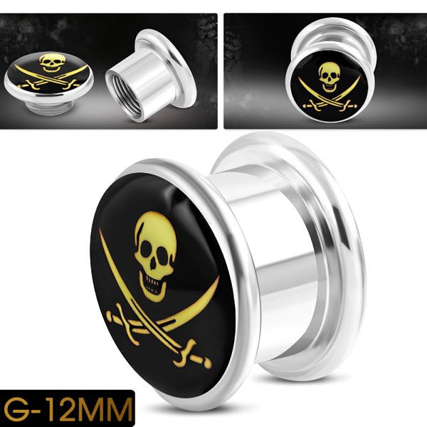 12mm Skull & Swords Ear Plug