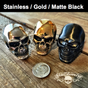 Knuckle Duster - Big And Heavy Skull Ring - Gloss Stainless Steel, Matte Black or Gold-Tone