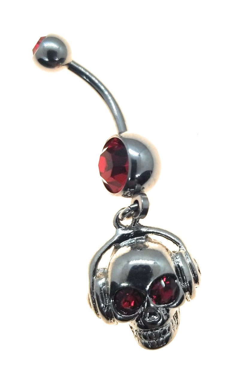 Red Eyes Skull Radio Head Belly Ring 