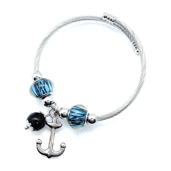 Anchor Charm Bangle Bracelet (2 Color Options) (#bjb003)