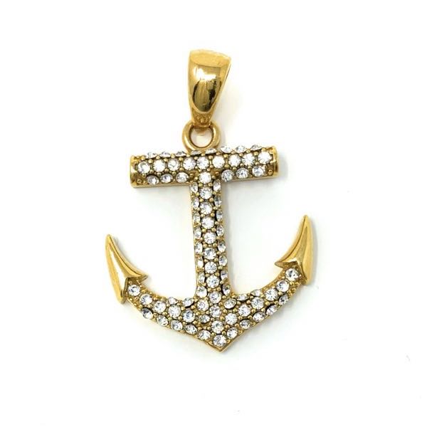 CZ Stone Anchor Pendant (3 Color Options) (#bjp016)