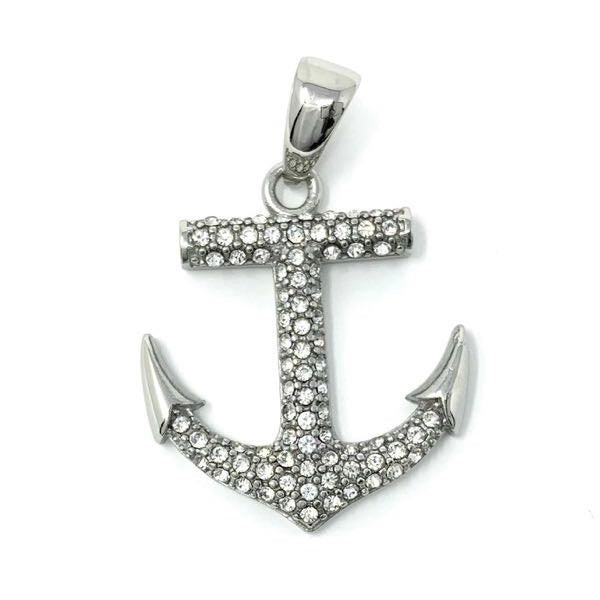 CZ Stone Anchor Pendant (3 Color Options) (#bjp016)