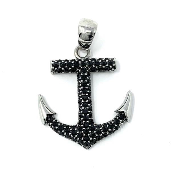 CZ Stone Anchor Pendant (3 Color Options) (#bjp016)