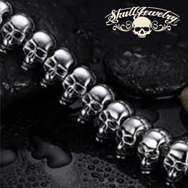 badass skull bracelet with 14 skulls