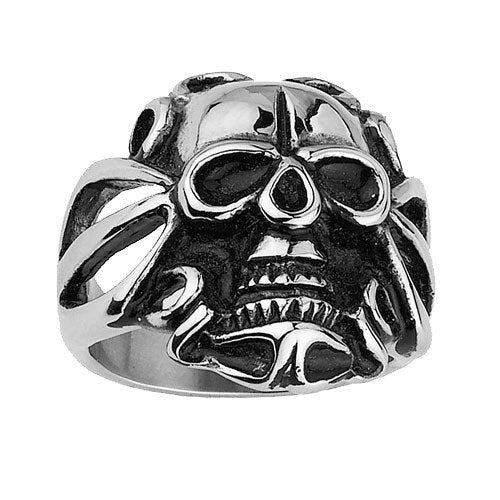 Stainless Steel Skull Ring With Hollow Edges