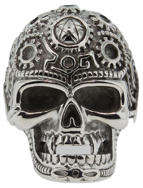 Stainless Steel Mechanical / Pentagram Skull Ring (176)