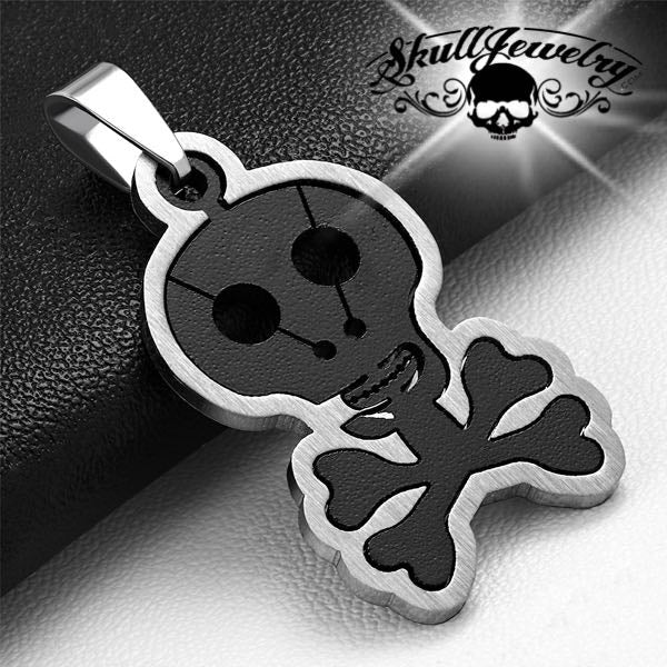 2-Tone 2-Part Crossbones Skull Pendant