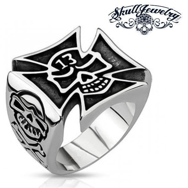 2016 Lucky 13 Skull Celtic Cross Ring