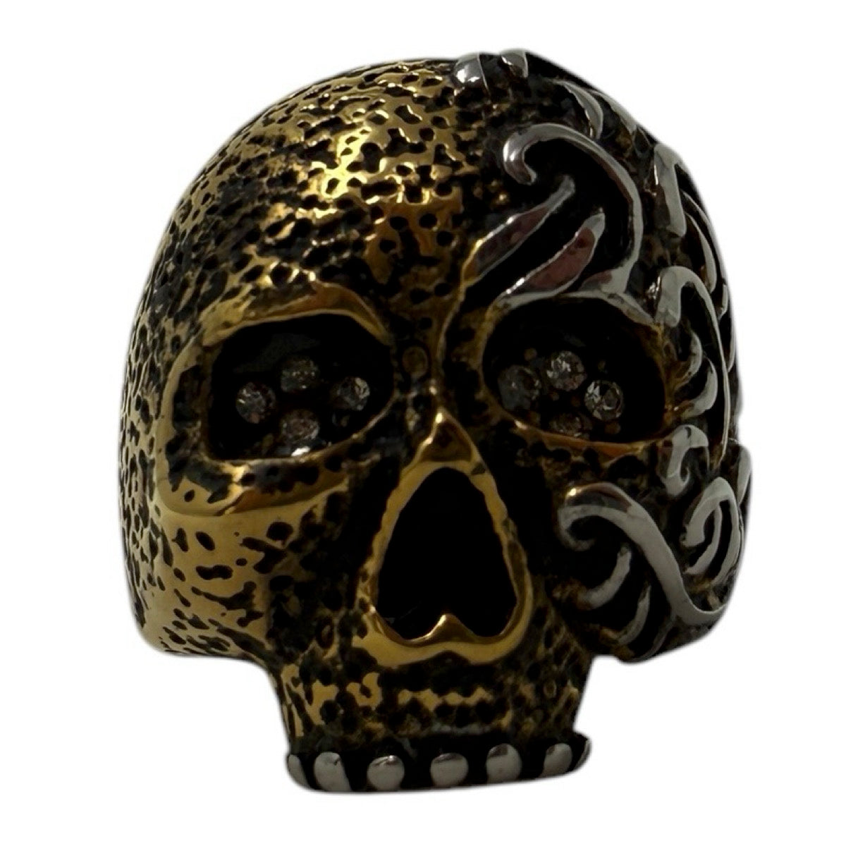 Gold-Tone ”Rock 'N Roll Fantasy" Solid Back Steel Ring (#097Gold)