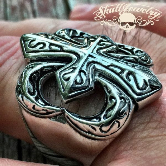 big bold heavy long cross ring