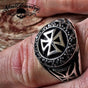 Knights Templar Cross - Ring w/Black Gemstones (#244)