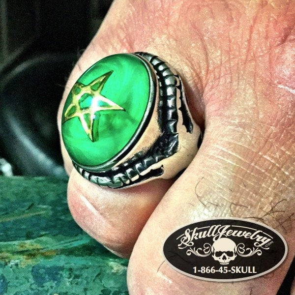 Pentagram And Horned Goat's Head Ring