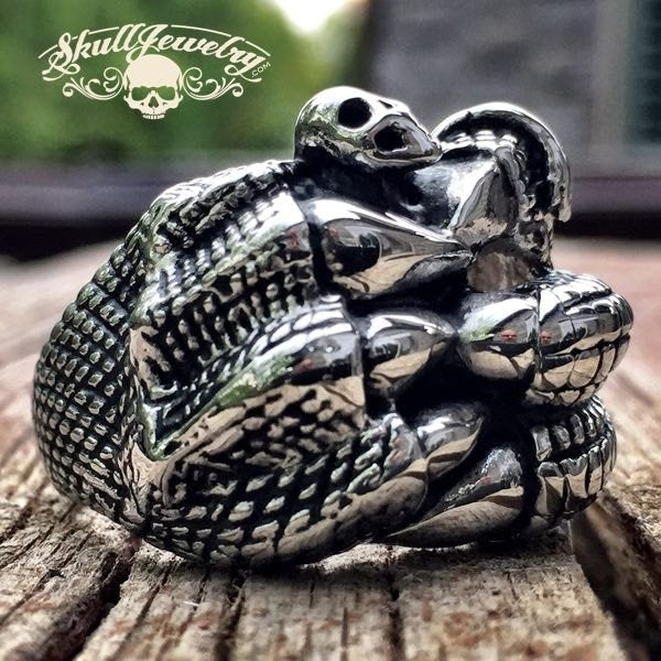 I'M FREE- Dragon Claw Holding a Skull Stainless Steel Ring