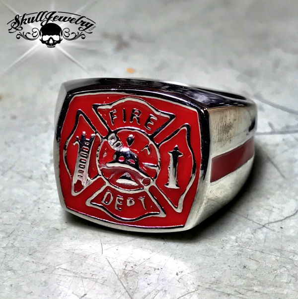 Honor & Flame – Fire Department Ring (Stainless Steel) – SkullJewellery