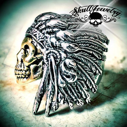266 - fight to the death indian skull ring 