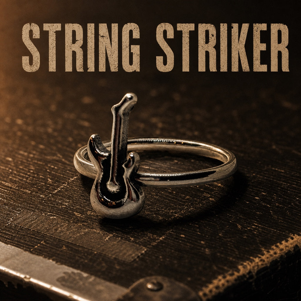 String Striker guitar pick ring, 316L stainless steel plectrum ring for guitar players