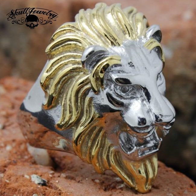 Anillo León de Plata Oro