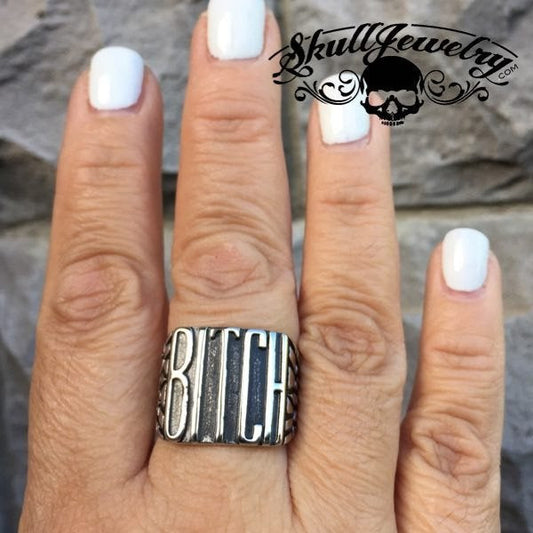 'Biker Bitch' Stainless Steel Ring