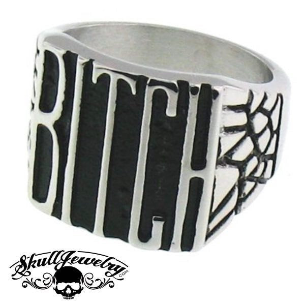 'Biker Bitch' Stainless Steel Ring