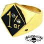 Gold #1 ER Biker Skull Ring w/ CZ – Ride Hard, Rule Bold (#303)