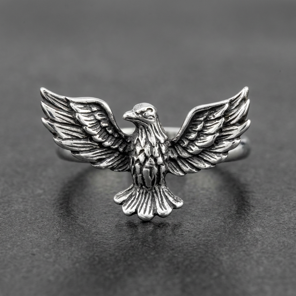 Best Of My Love - Eagle Ring alternate view, 316L stainless steel mens skull ring for bikers