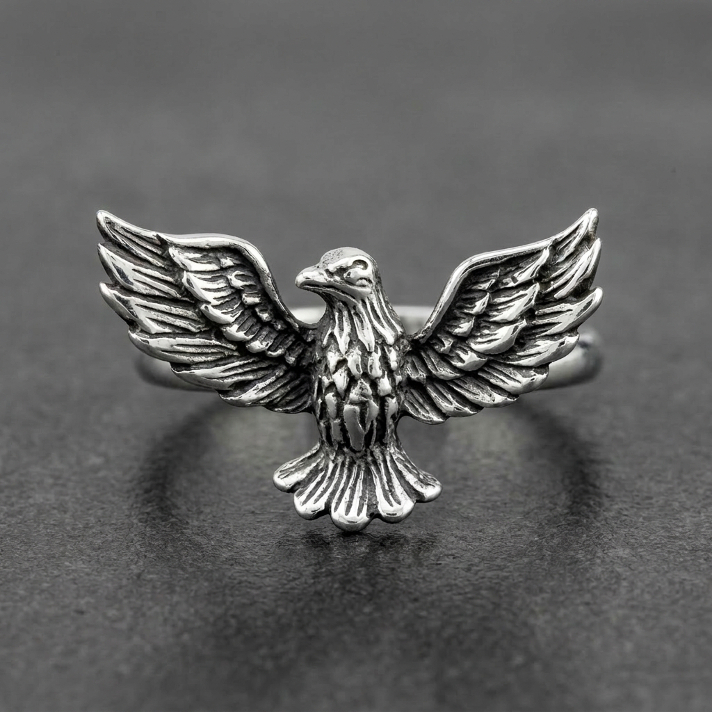 Best Of My Love - Eagle Ring, 316L stainless steel mens skull ring for bikers