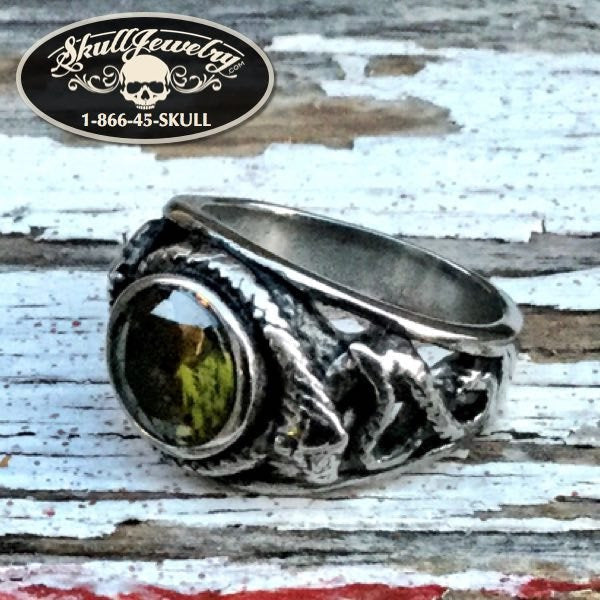 'Soldier Of Fortune' Green Stone & Snake Ring